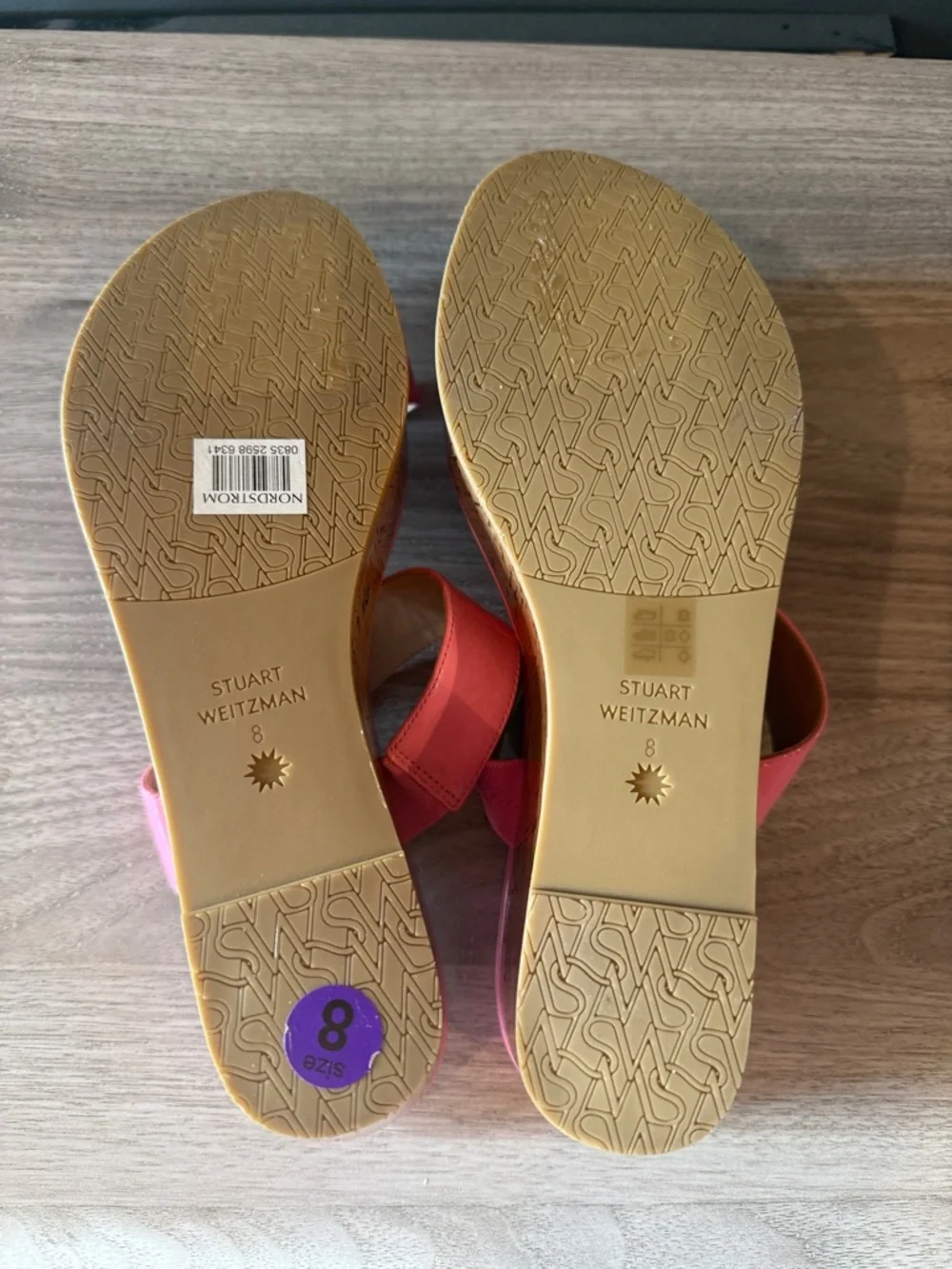 NWOT Stuart Weitzman Patent Pink Double-Strap Slide Sandals size 8 - Picture 3 of 7